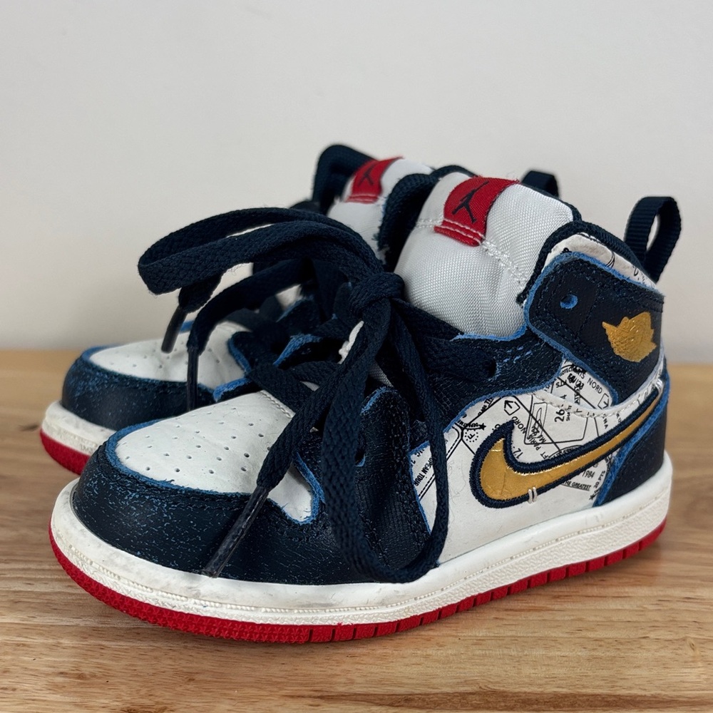 Jordan 1 mid se (td) toddlers' shoes size 6C armoury navy-pale ivory fn1351-400